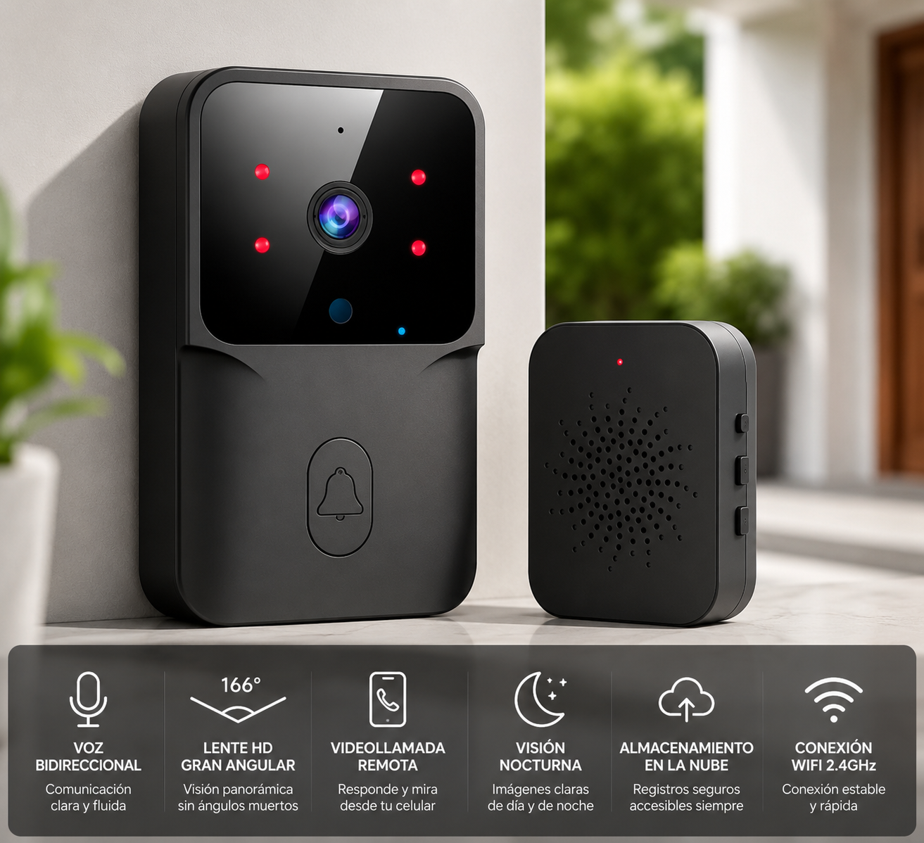 TIMBRE CON CÁMARA WiFi HD