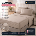 COMBO SÁBANAS + PROTECTOR. DE COLCHÓN - MICROFIBRA 100% POLIESTER