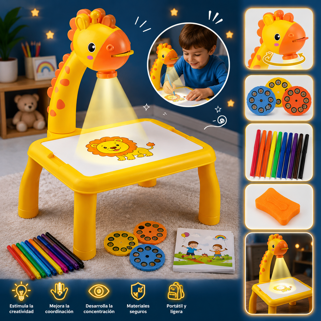 MESA DE DIBUJO CON PROYECTOR PARA NIÑOS