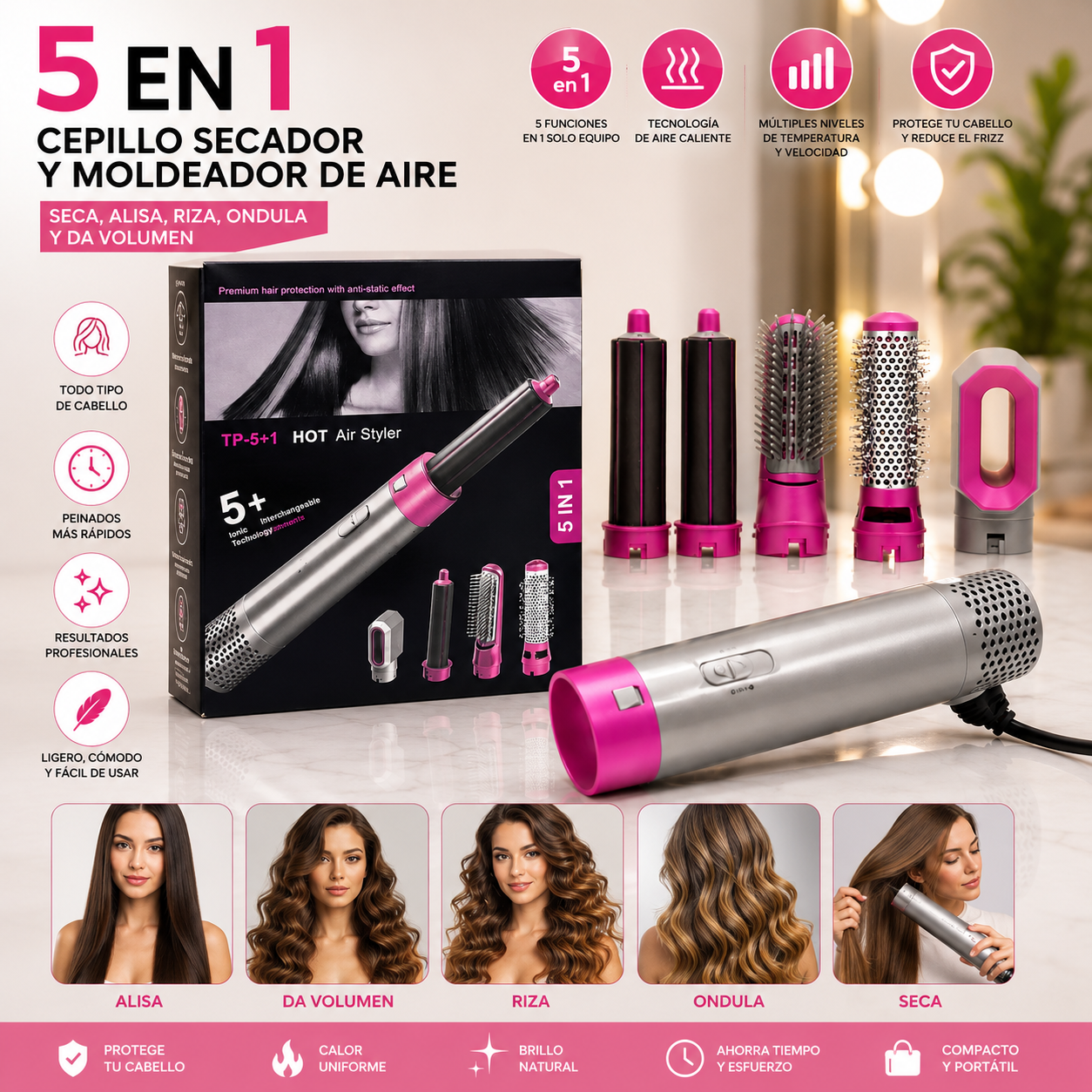 CEPILLO DE CABELLO 5 EN 1